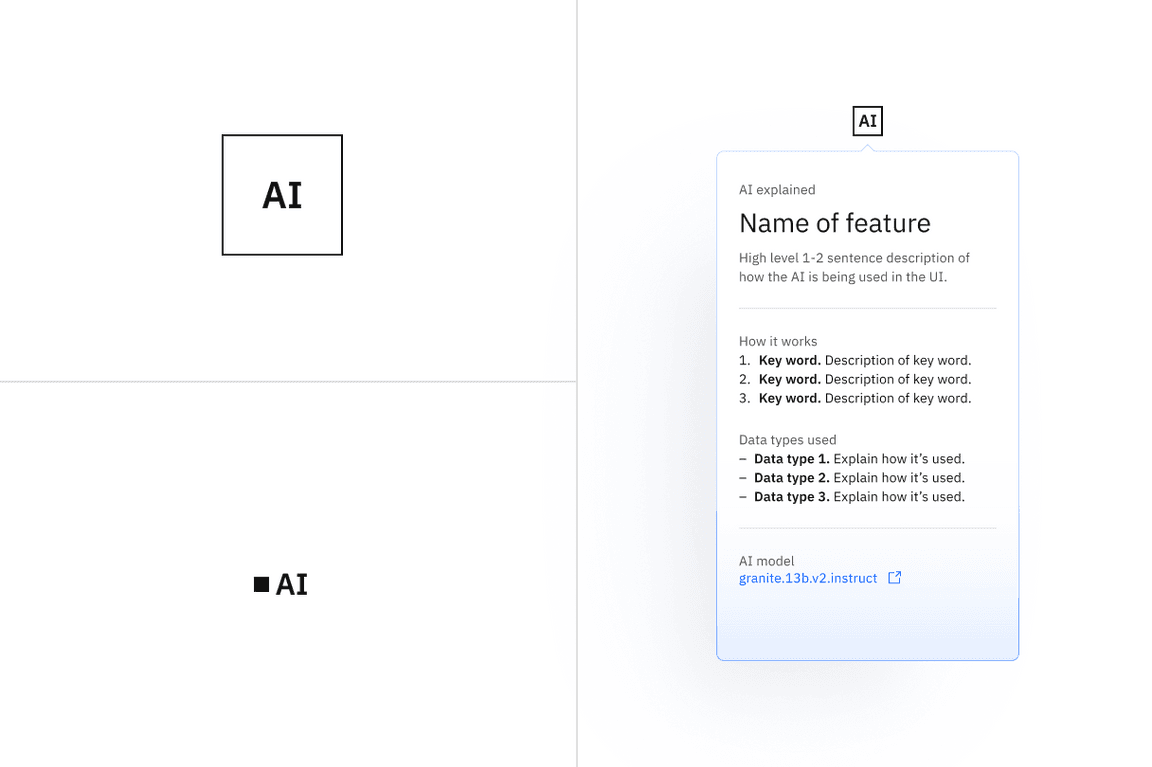 Light mode example of the AI label and explainability popover.